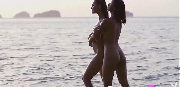  Sexy teen babe enjoyed on the beach with her friend